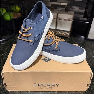 Sperry Women’s Blue Boat Shoes with Tan Laces